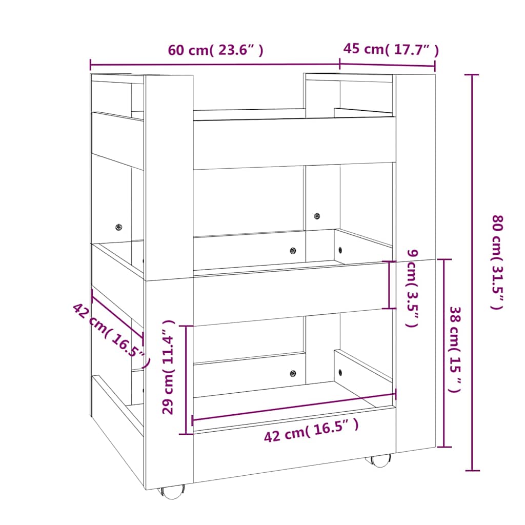 Kitchen Trolley Concrete Grey 60x45x80 cm Engineered Wood