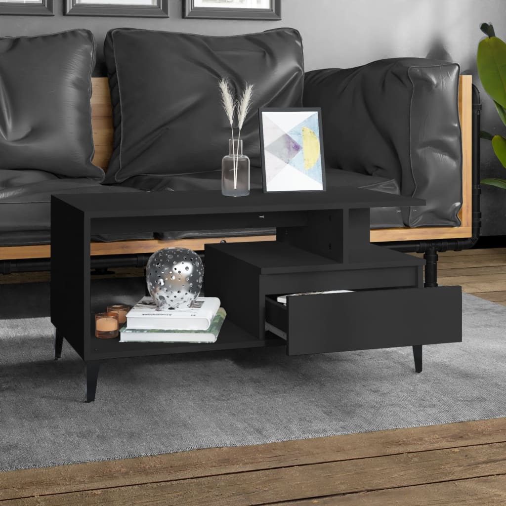 Coffee Table Black 90x49x45 cm Engineered Wood