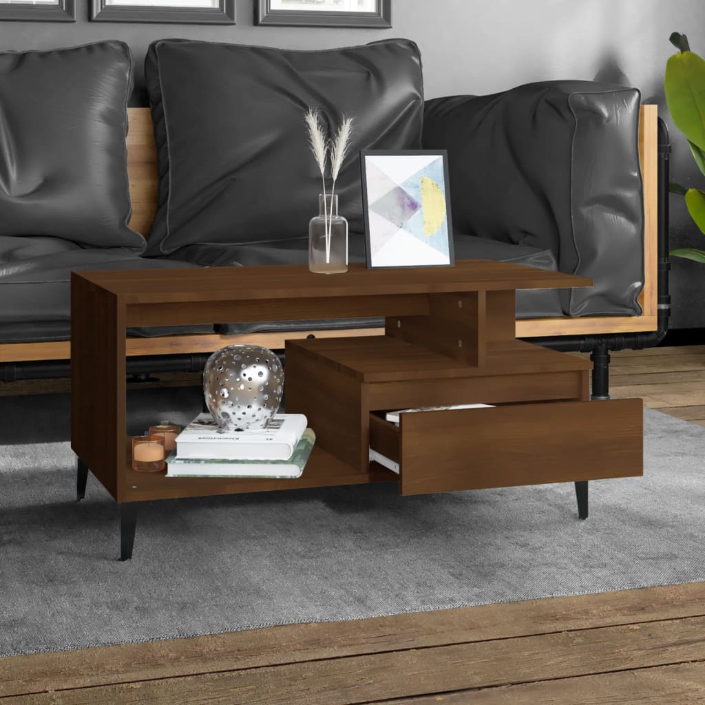 Coffee Table Brown Oak 90x49x45 cm Engineered Wood
