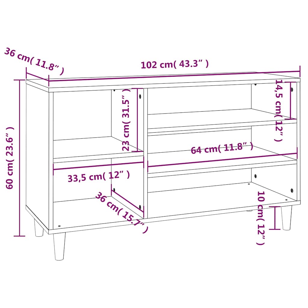 Shoe Cabinet Brown Oak 102x36x60 cm Engineered Wood