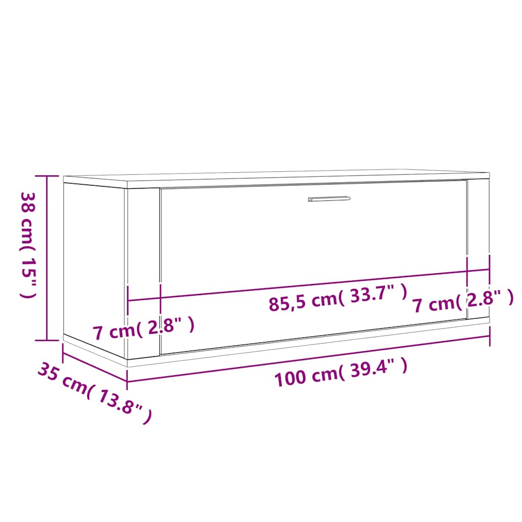 Wall Shoe Cabinet Black 100x35x38 cm Engineered Wood
