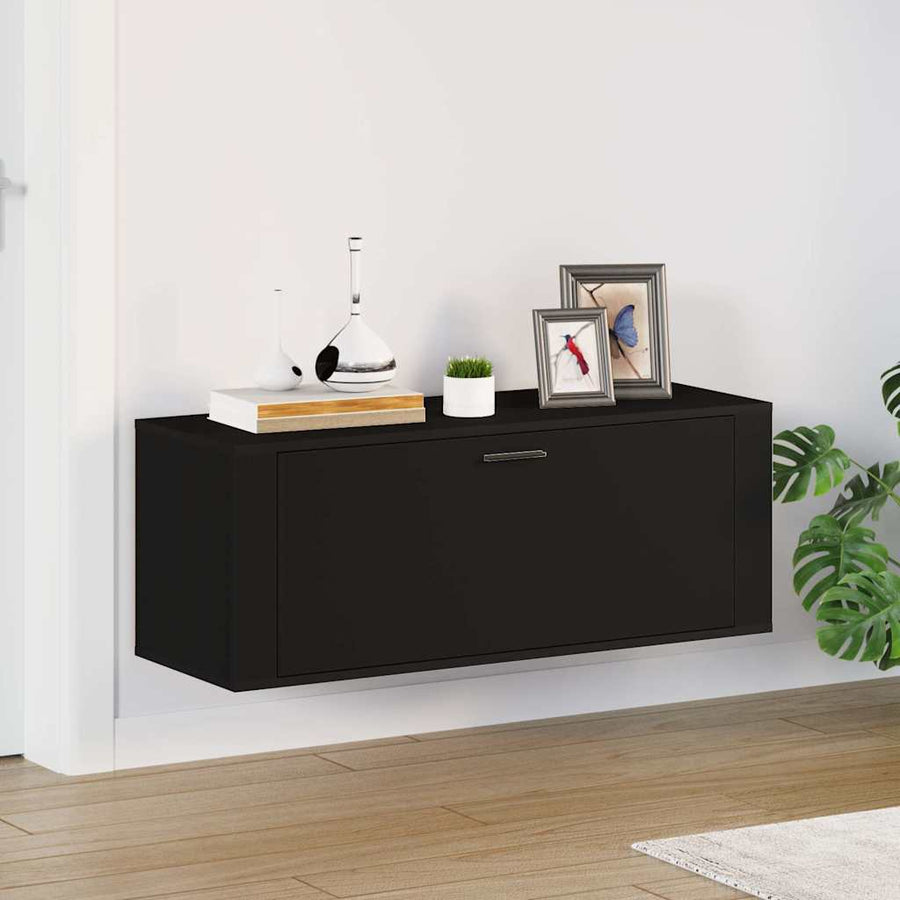 Wall Shoe Cabinet Black 100x35x38 cm Engineered Wood