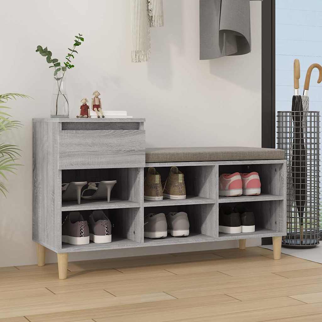 Shoe Cabinet Grey Sonoma 102x36x60 cm Engineered Wood