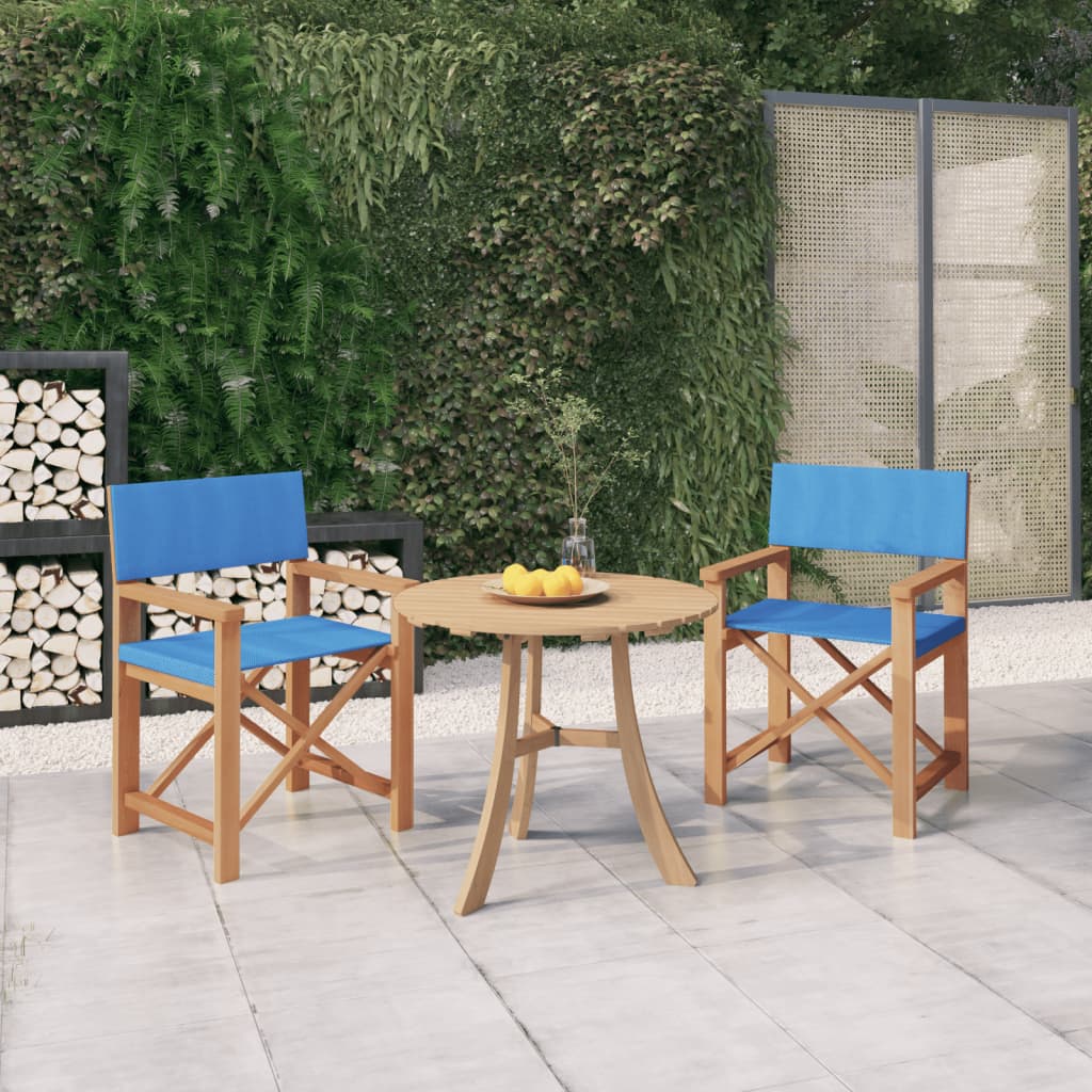Director's Chairs 2 pcs Solid Wood Teak Blue