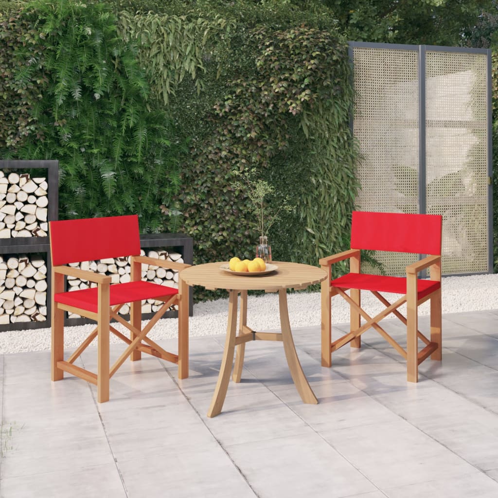 Director's Chairs 2 pcs Solid Wood Teak Red
