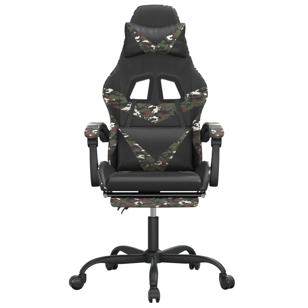 Gaming Chair with Footrest Black and Camouflage Faux Leather
