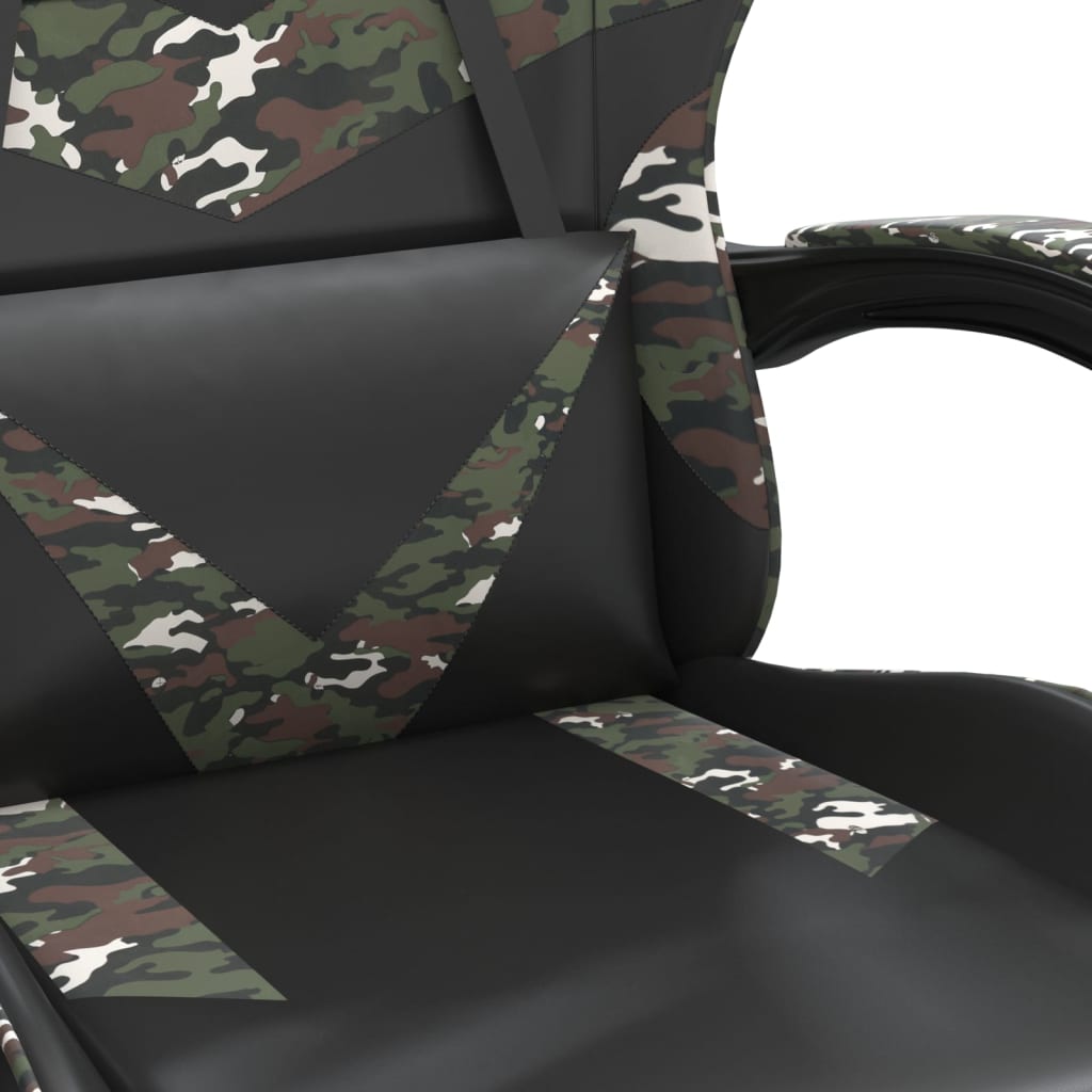 Gaming Chair with Footrest Black and Camouflage Faux Leather