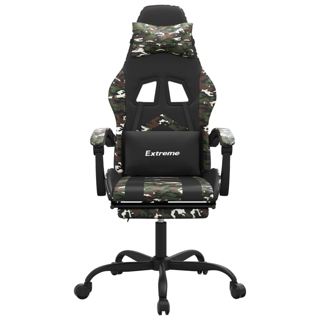 Gaming Chair with Footrest Black and Camouflage Faux Leather