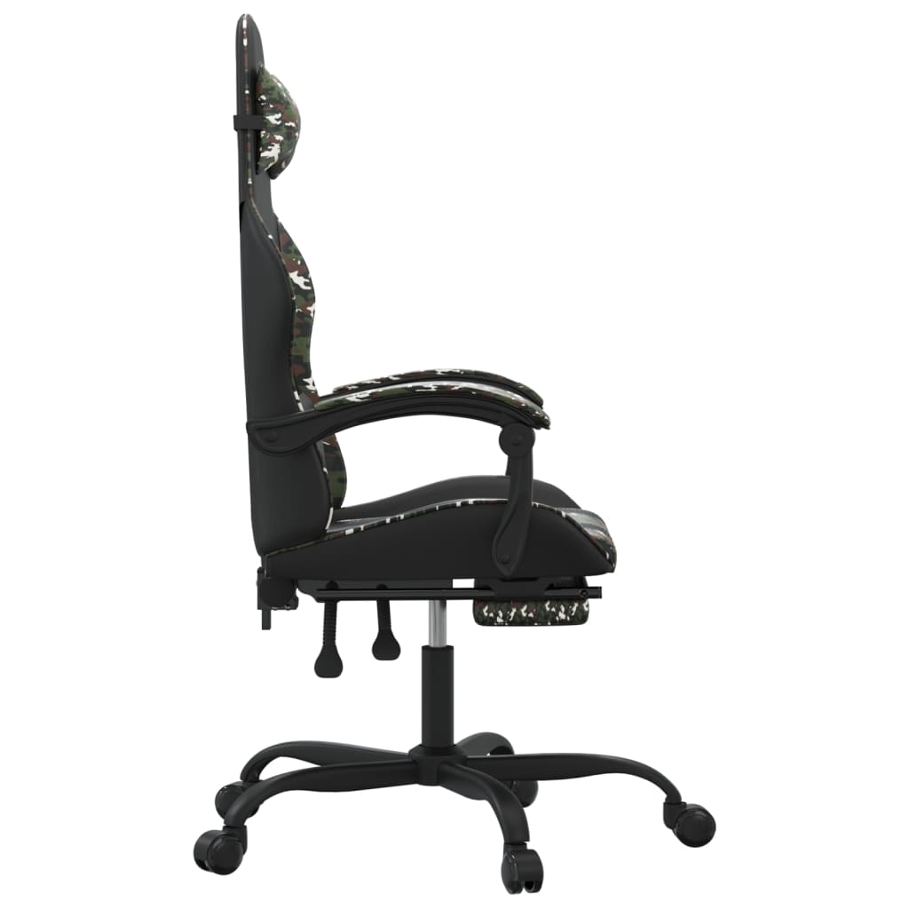 Gaming Chair with Footrest Black and Camouflage Faux Leather