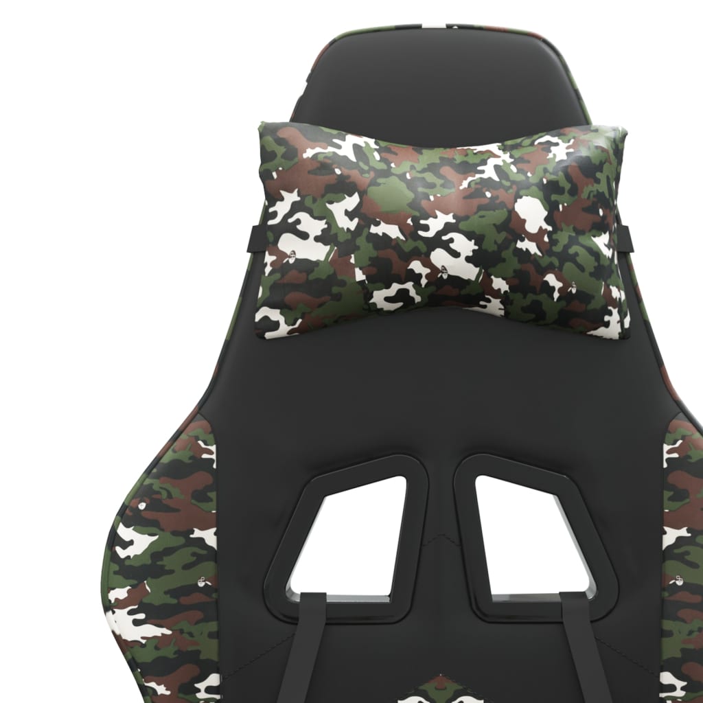 Gaming Chair with Footrest Black and Camouflage Faux Leather