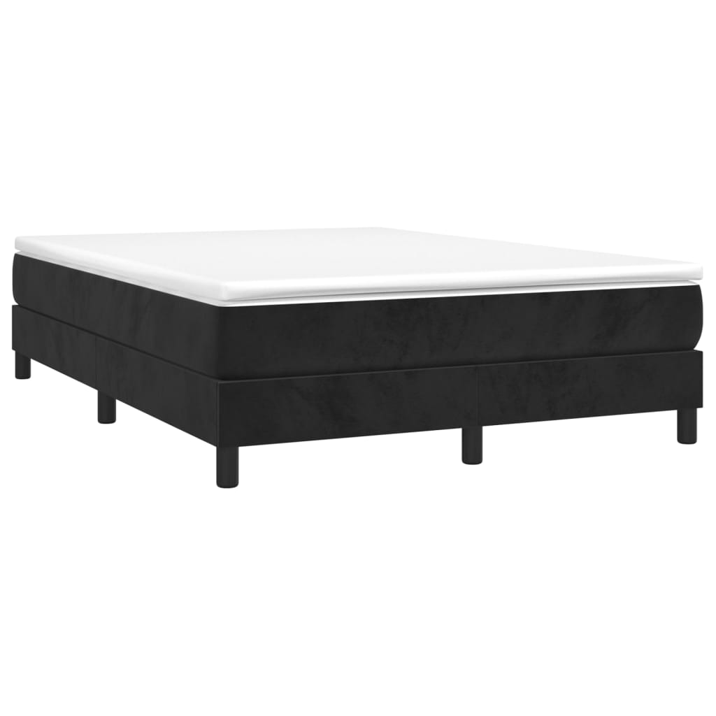 Box Spring Bed Frame Black Queen Velvet