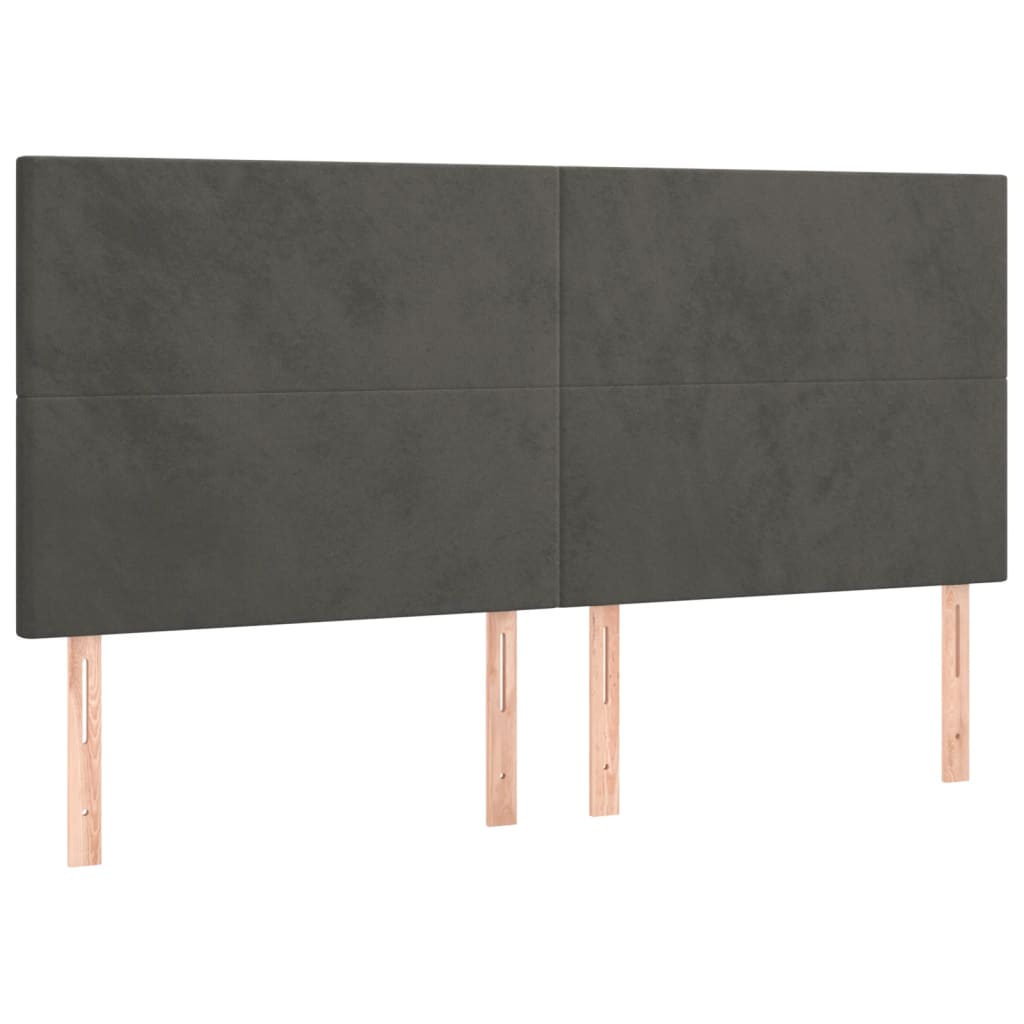 Headboards 4 pcs Dark Grey 80 cm Velvet