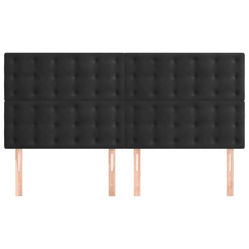 Headboards 4 pcs Black 100x5x78/88 cm Velvet
