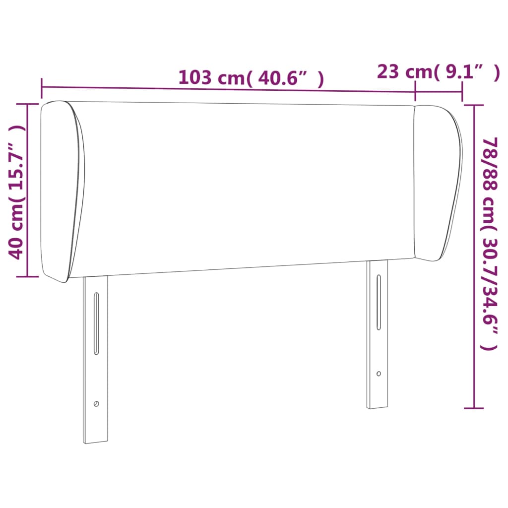 Headboard with Ears Black 103 cm Faux Leather