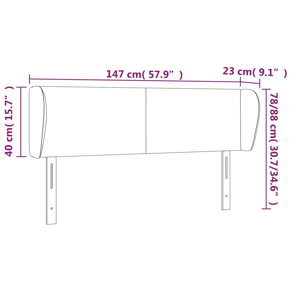 Headboard with Ears Black 147 cm Faux Leather