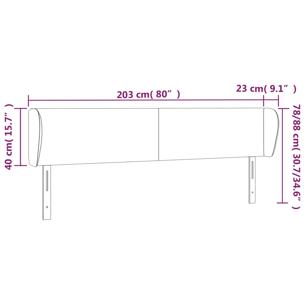 Headboard with Ears Black 203 cm Faux Leather