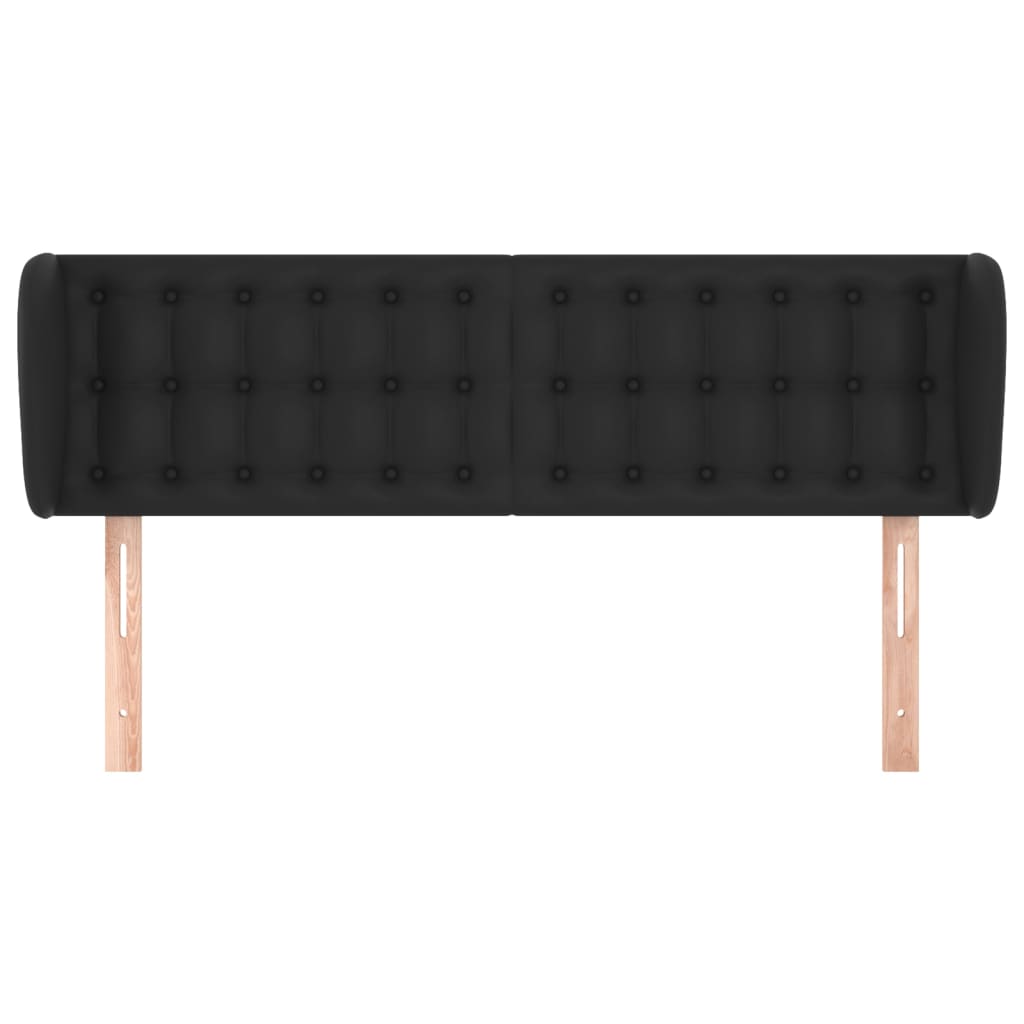 Headboard with Ears Black 147 cm Faux Leather