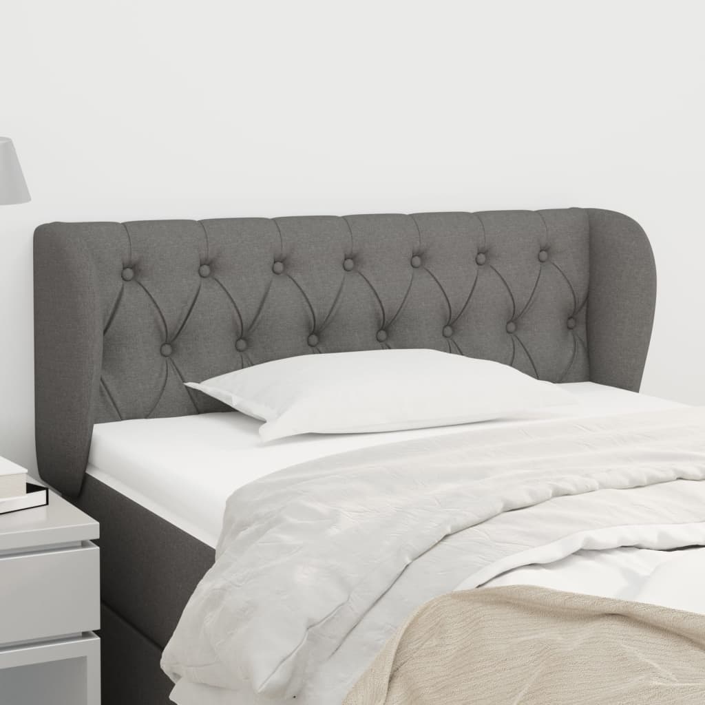Headboard with Ears Dark Grey 103 cm Fabric