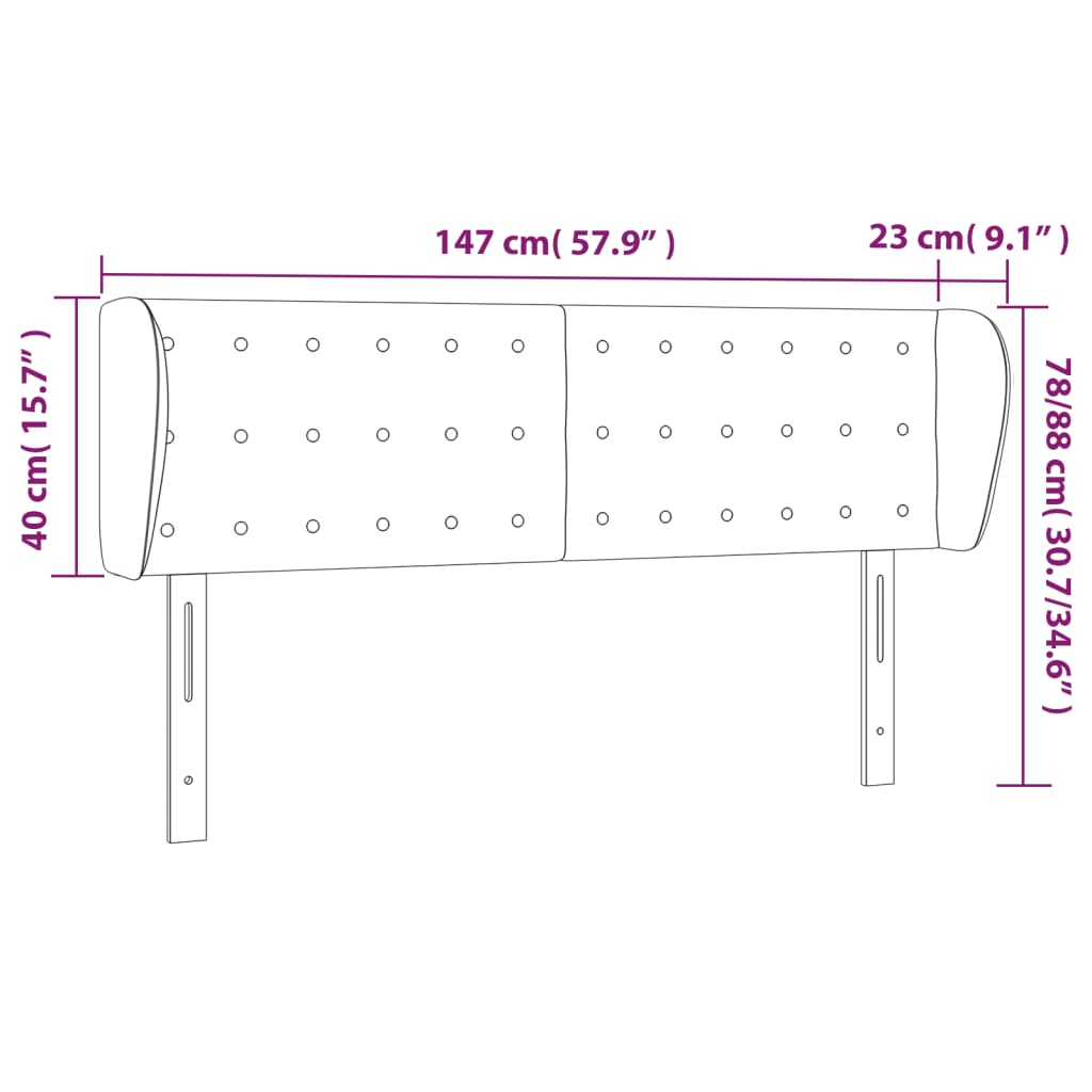 Headboard with Ears Dark Grey 147 cm Fabric
