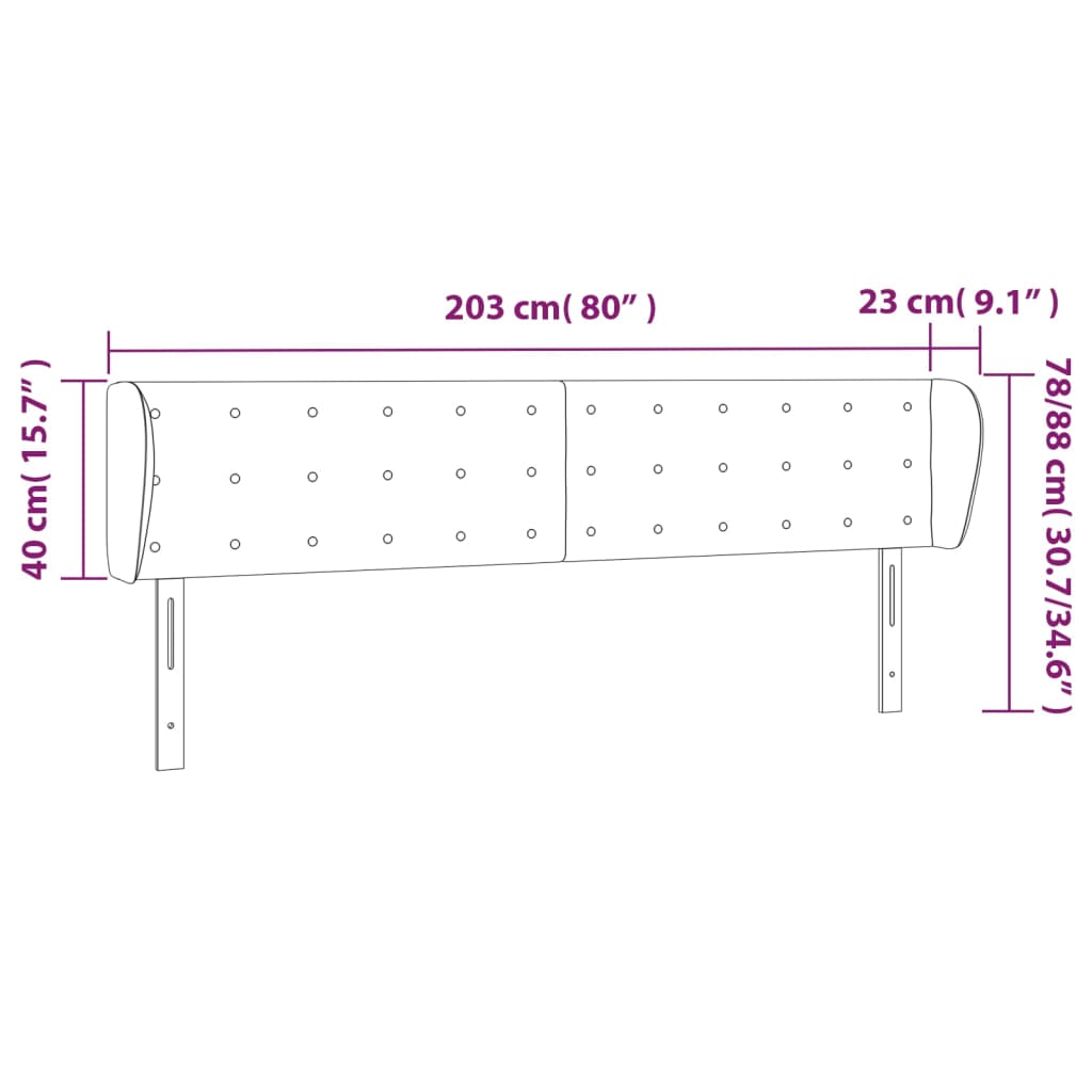 Headboard with Ears Dark Grey 203 cm Fabric