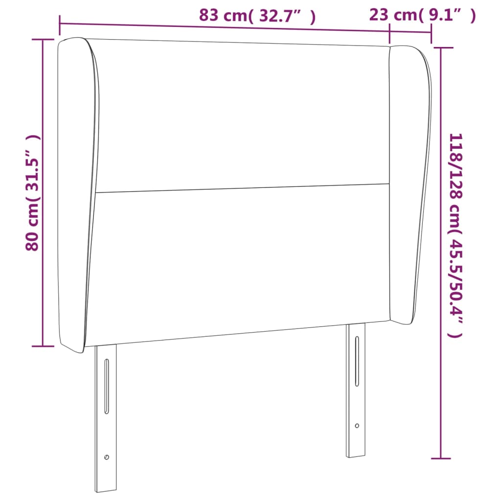 Headboard with Ears Dark Grey 83 cm Fabric