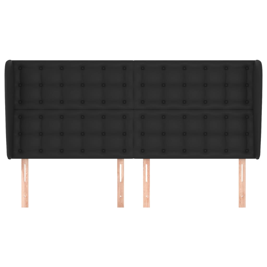 Headboard with Ears Black 203 cm Faux Leather