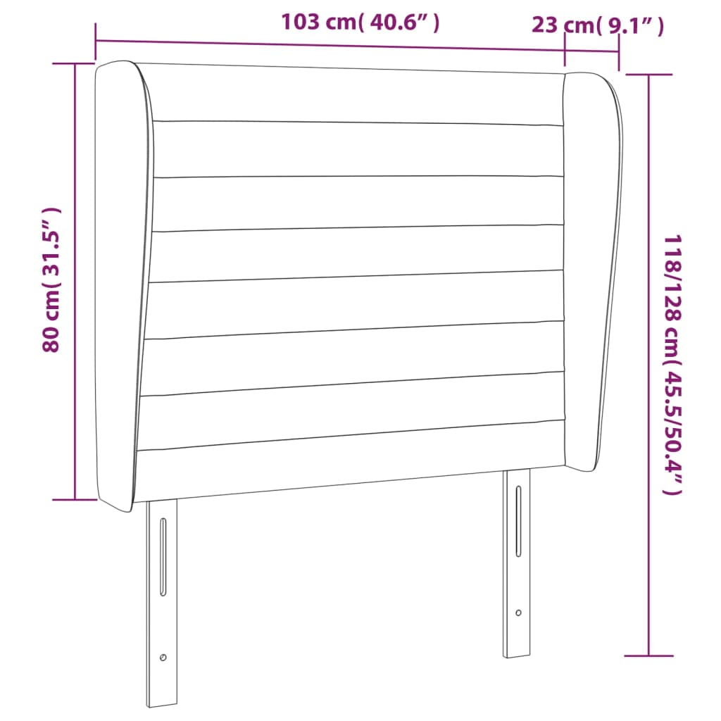 Headboard with Ears Dark Grey 103 cm Fabric