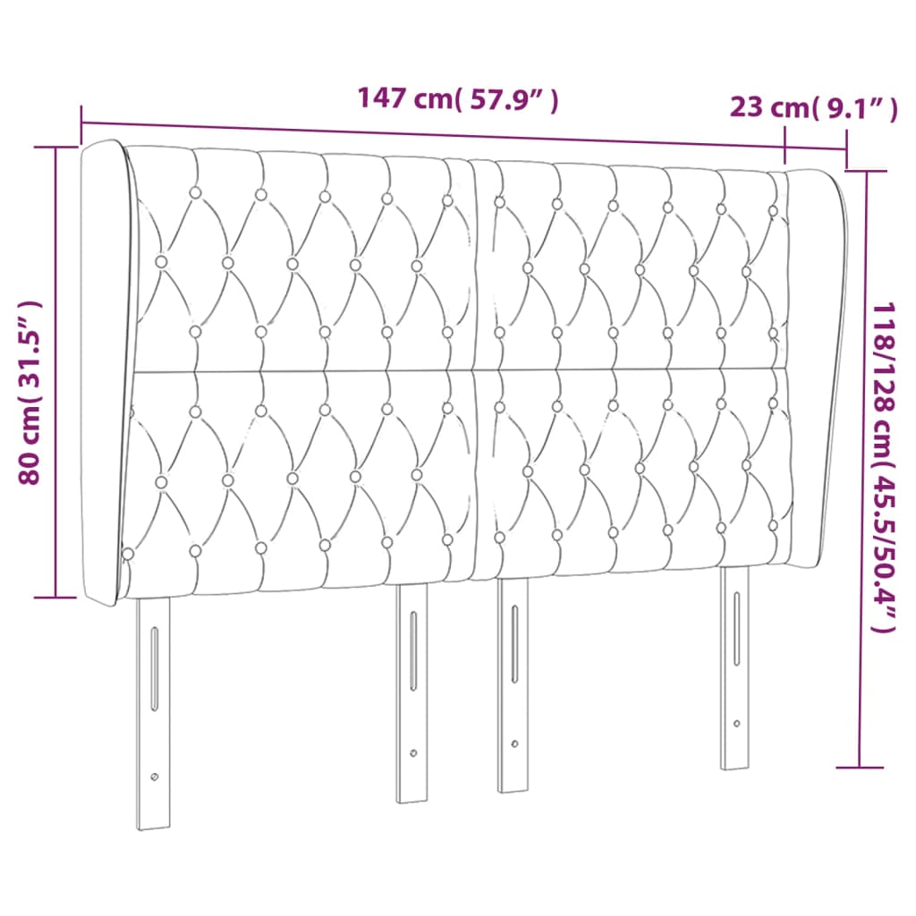 Headboard with Ears Dark Grey 147 cm Fabric
