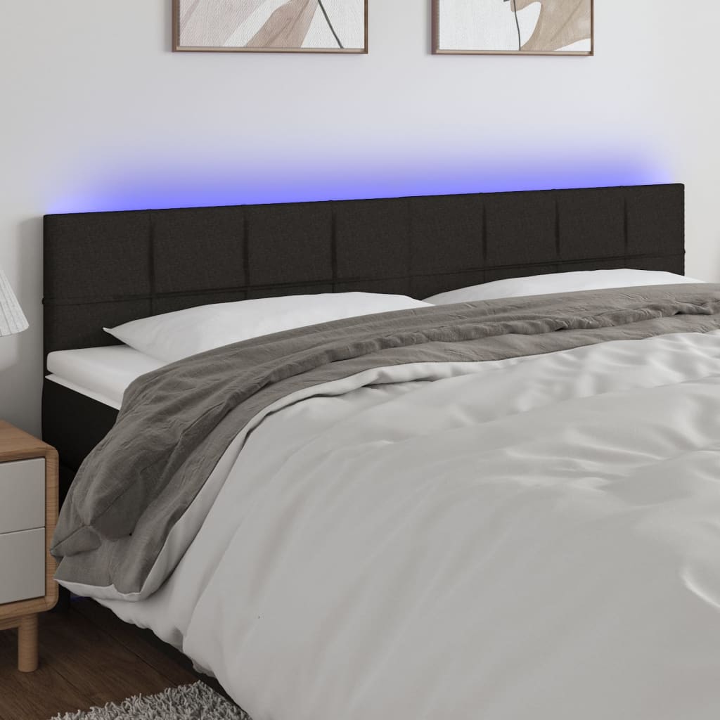 LED Headboard Black 200 cm Fabric