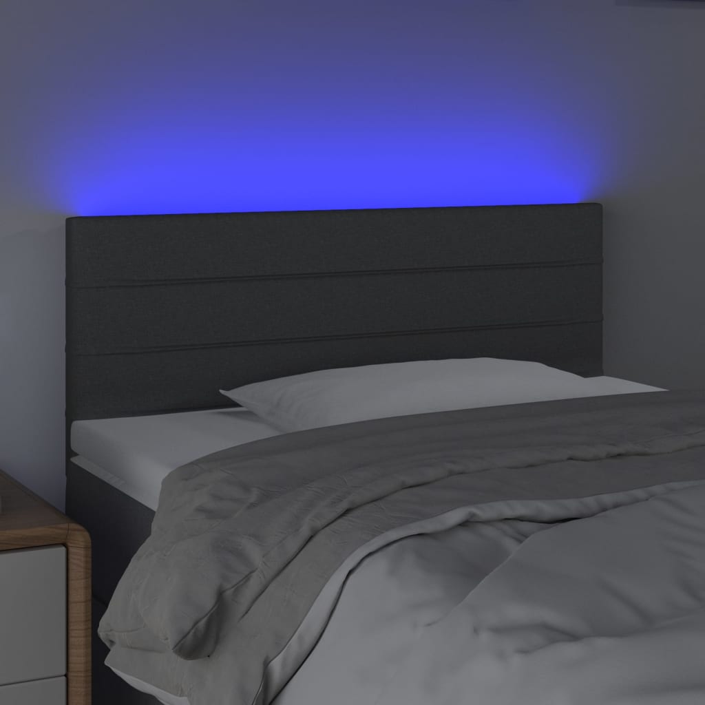 LED Headboard Dark Grey 100 cm Fabric