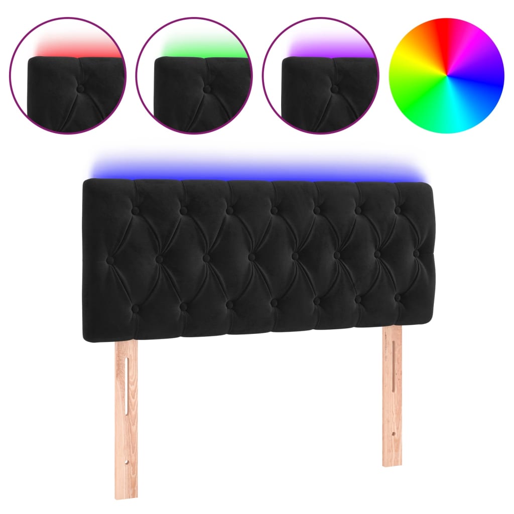 LED Headboard Black 100 cm Velvet