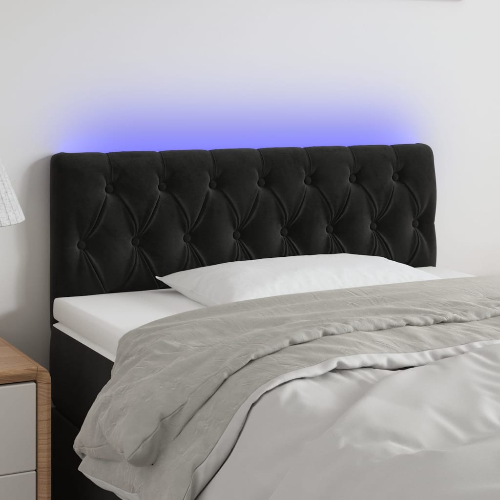 LED Headboard Black 100 cm Velvet