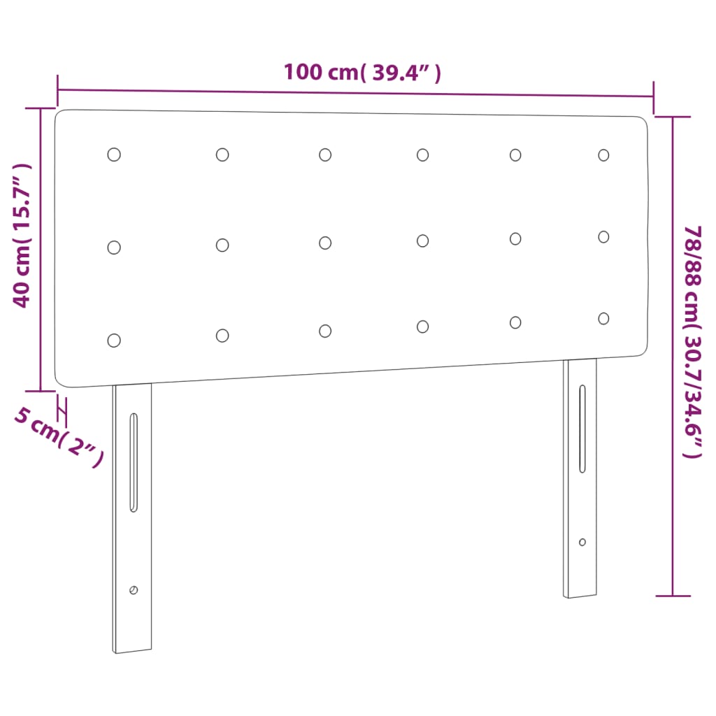 LED Headboard Dark Grey 100 cm Velvet