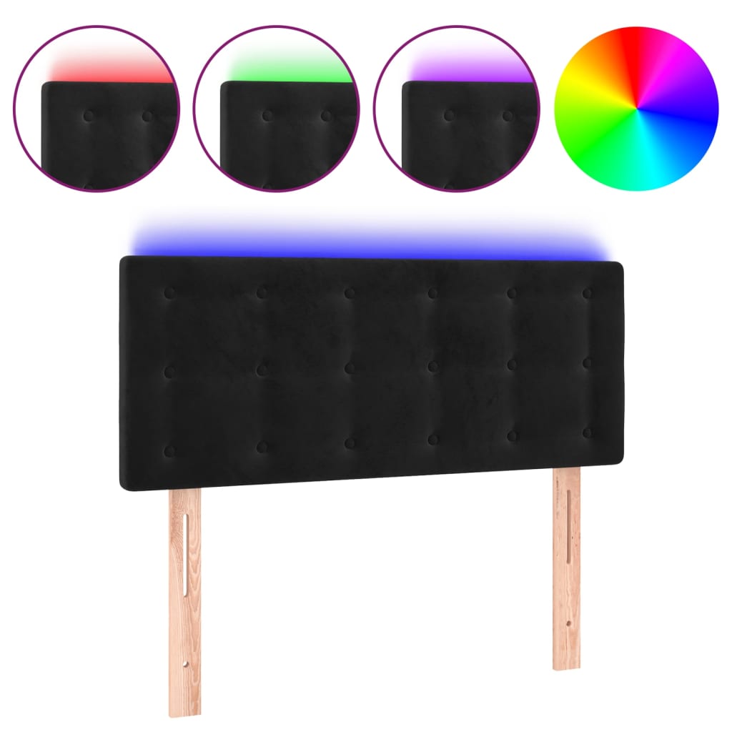 LED Headboard Black 100 cm Velvet