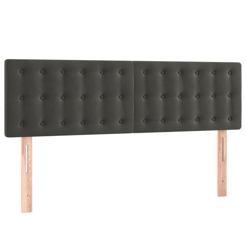 LED Headboard Dark Grey 144 cm Velvet