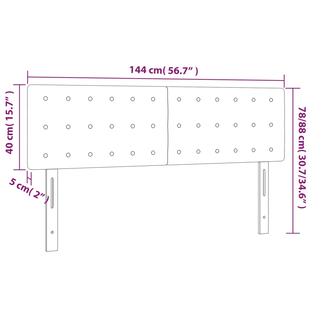 LED Headboard Dark Grey 144 cm Velvet