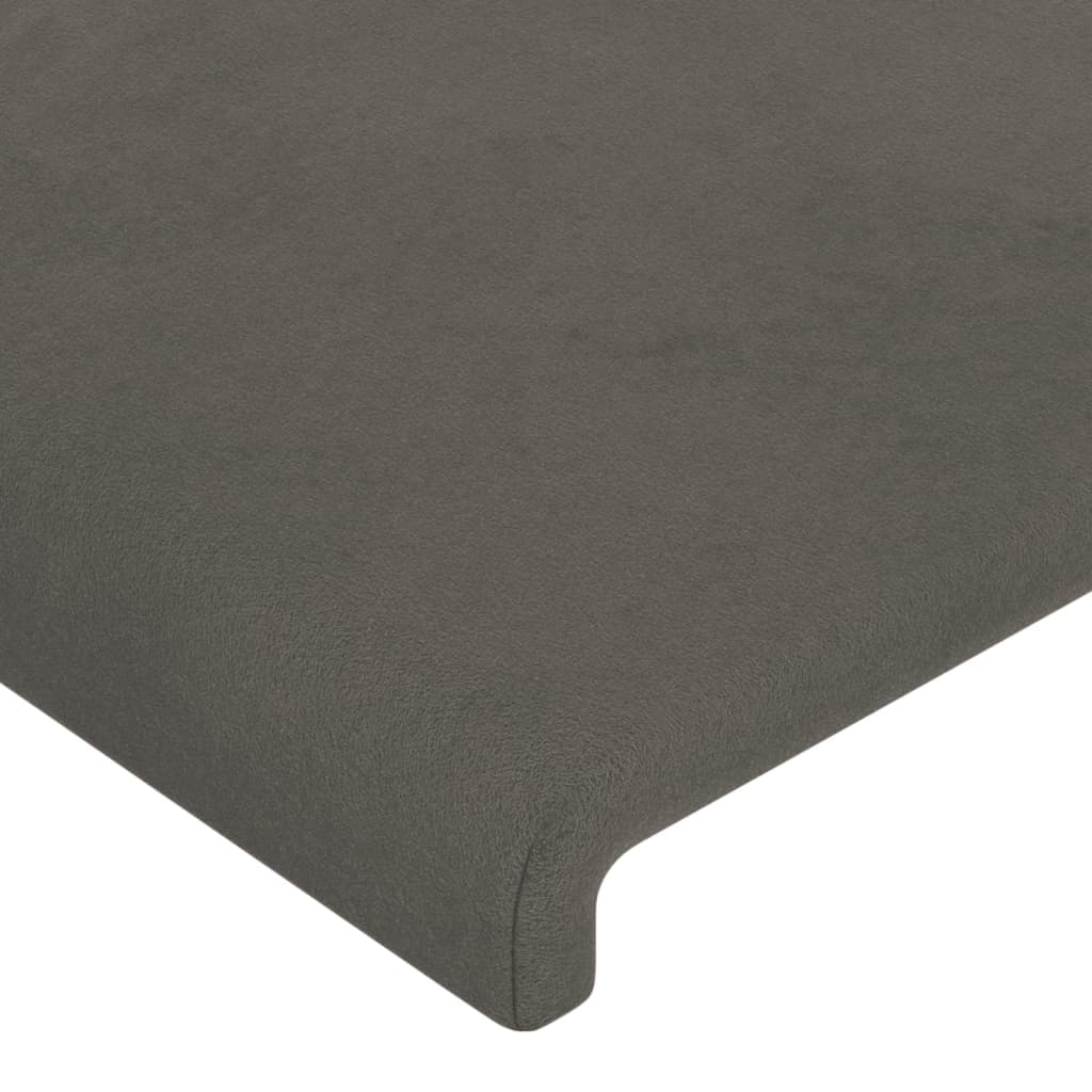 LED Headboard Dark Grey 144 cm Velvet