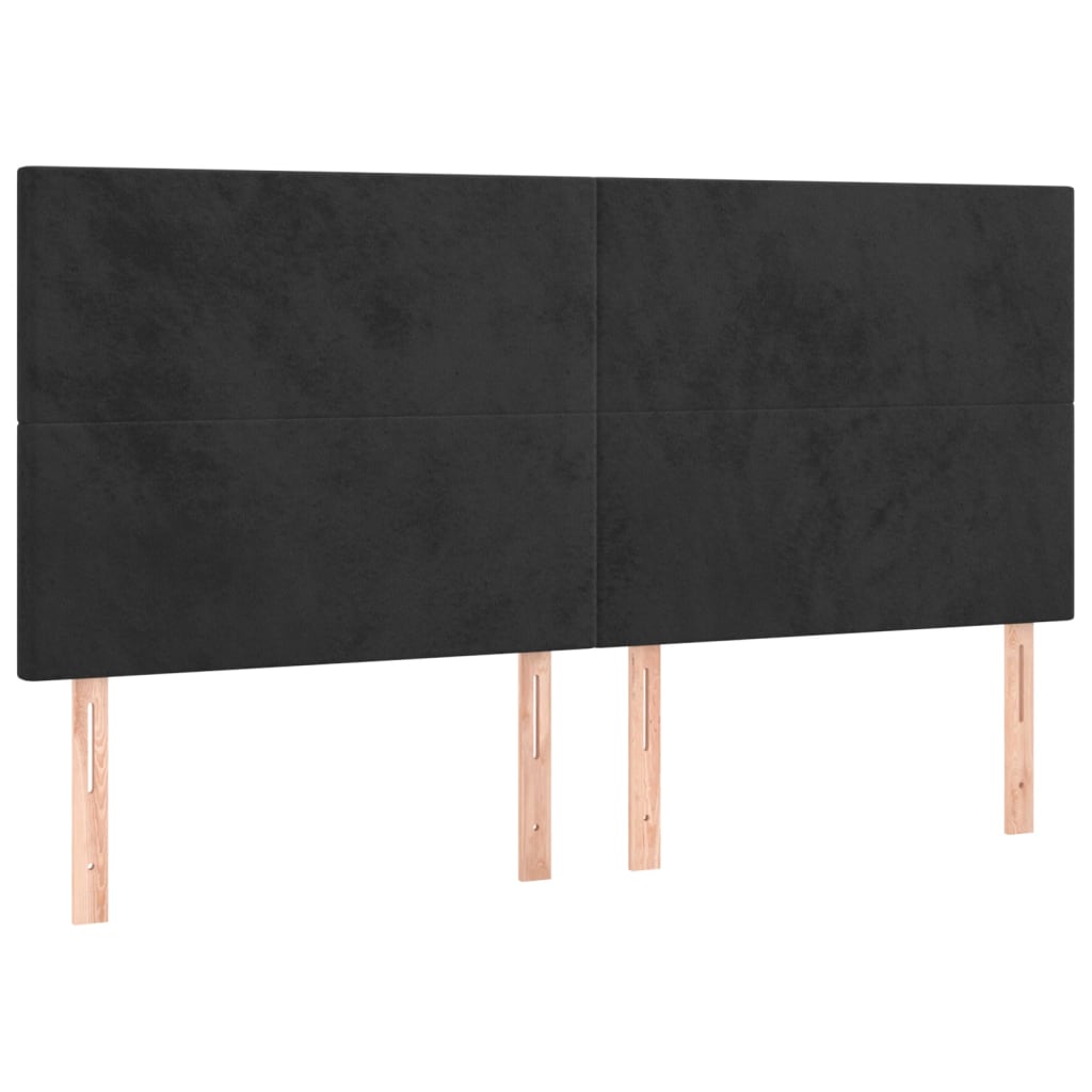 LED Headboard Black 160 cm Velvet