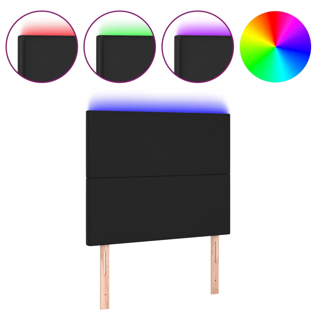 LED Headboard Black 100 cm Faux Leather