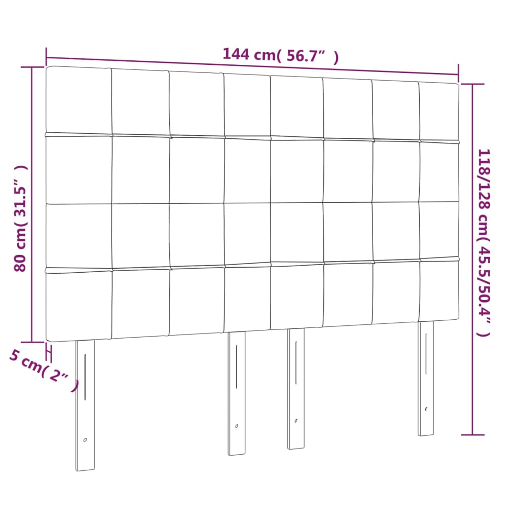 LED Headboard Black 144 cm Fabric