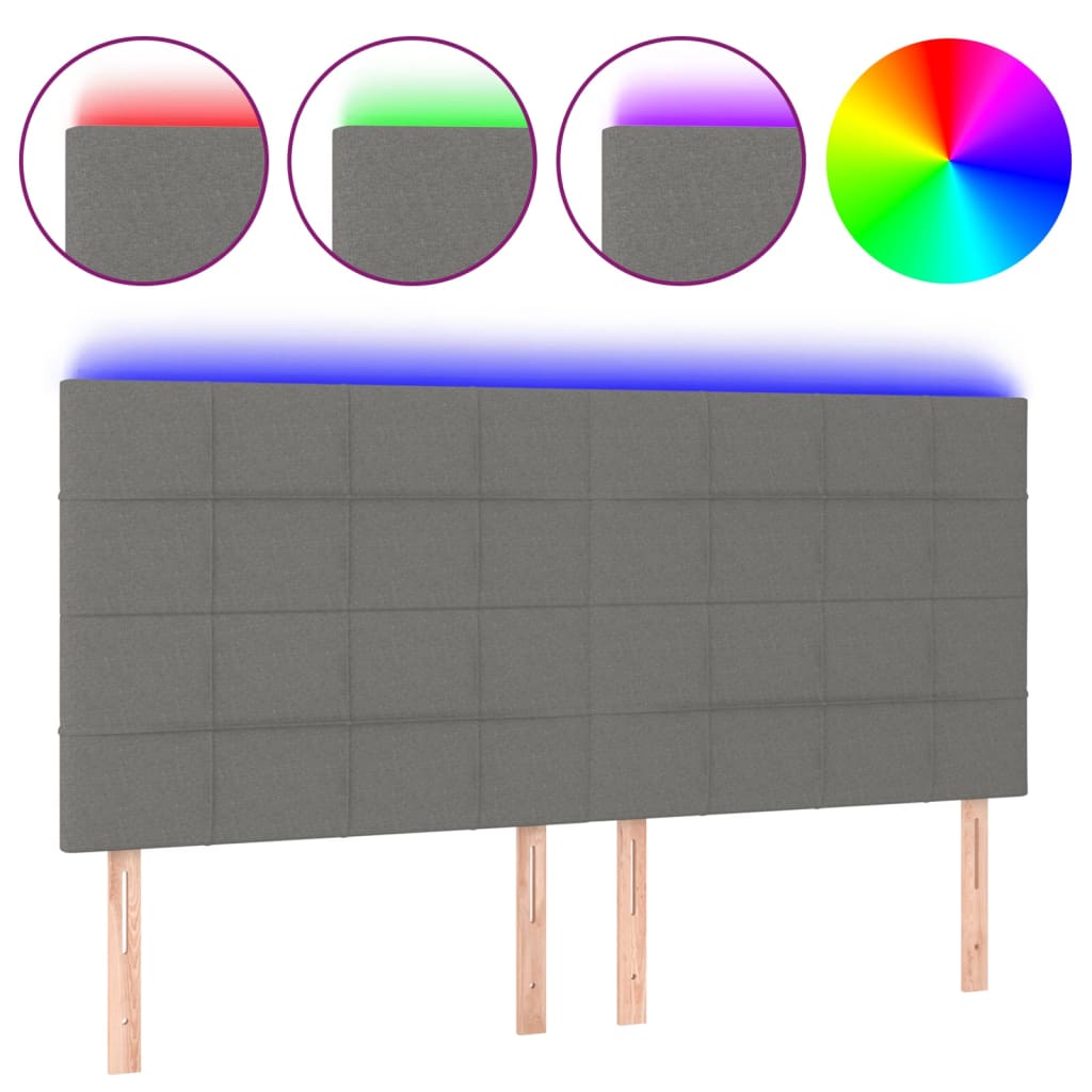 LED Headboard Dark Grey 160x5x118/128 cm Fabric
