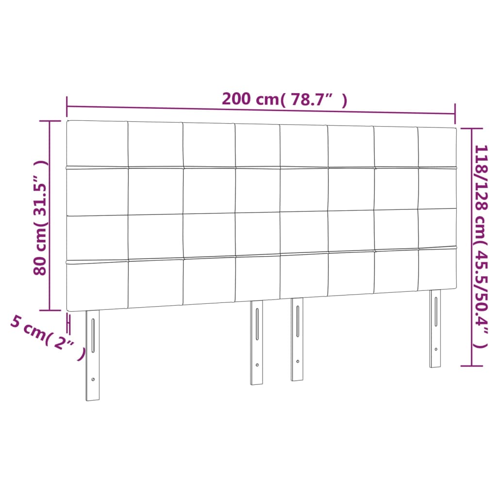 LED Headboard Dark Grey 200 cm Fabric