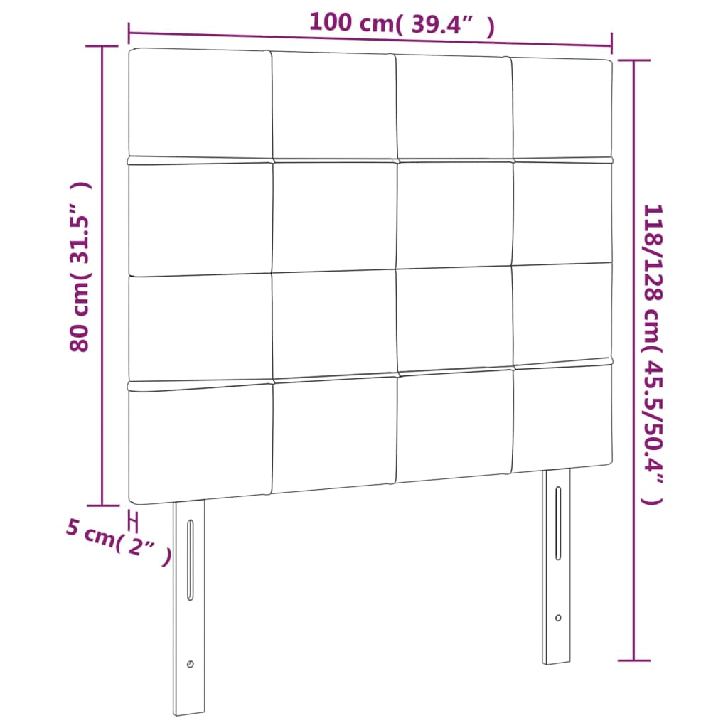 LED Headboard Black 100 cm Velvet