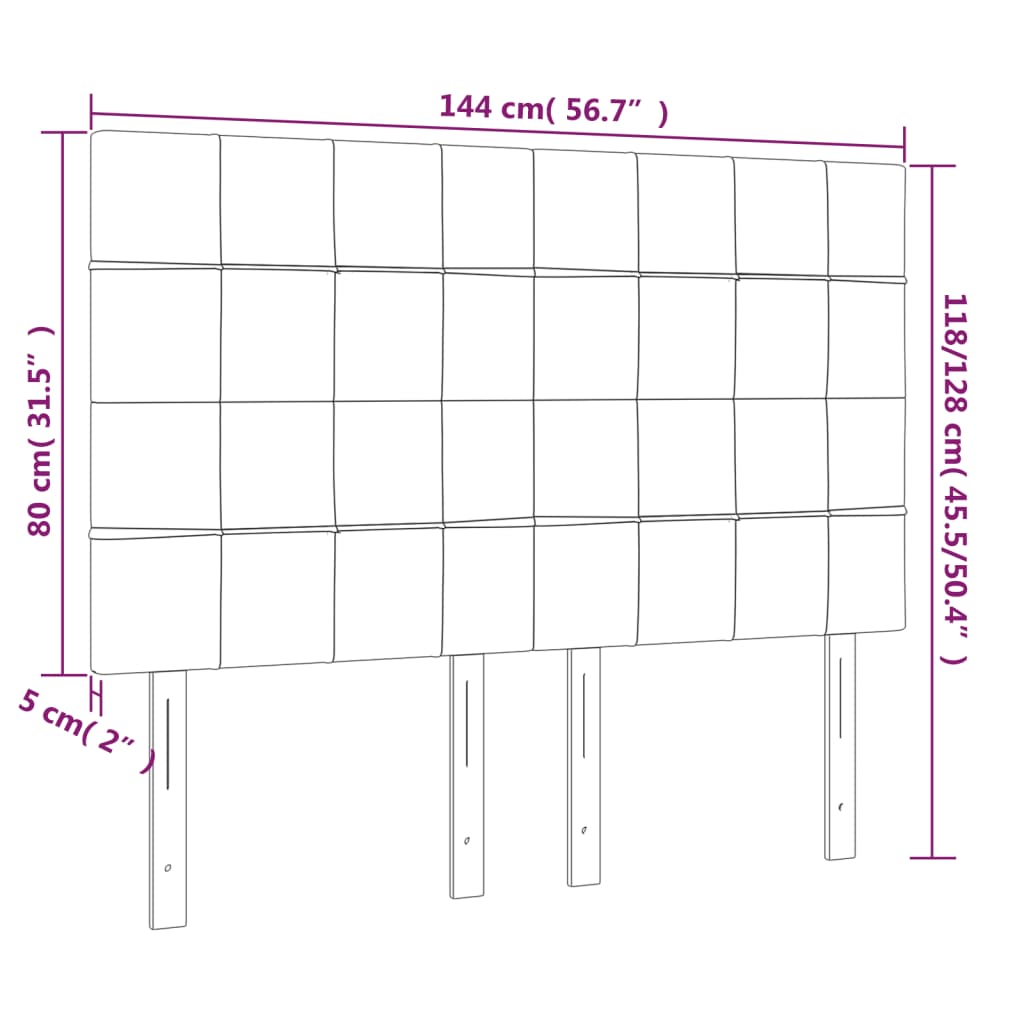 LED Headboard Dark Grey 144 cm Velvet