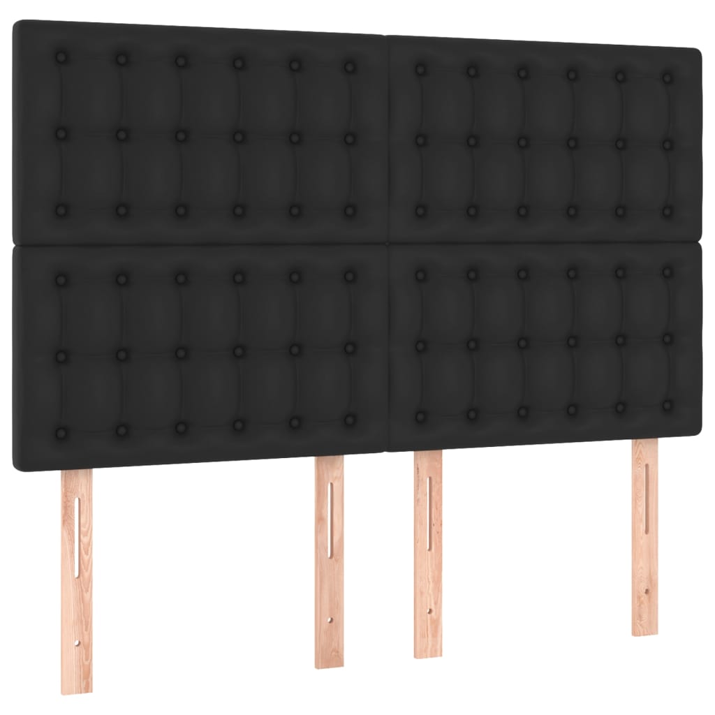 LED Headboard Black 144 cm Faux Leather