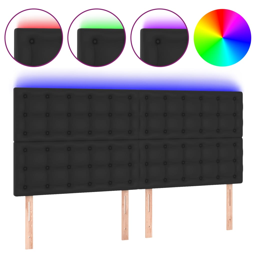 LED Headboard Black 200 cm Faux Leather