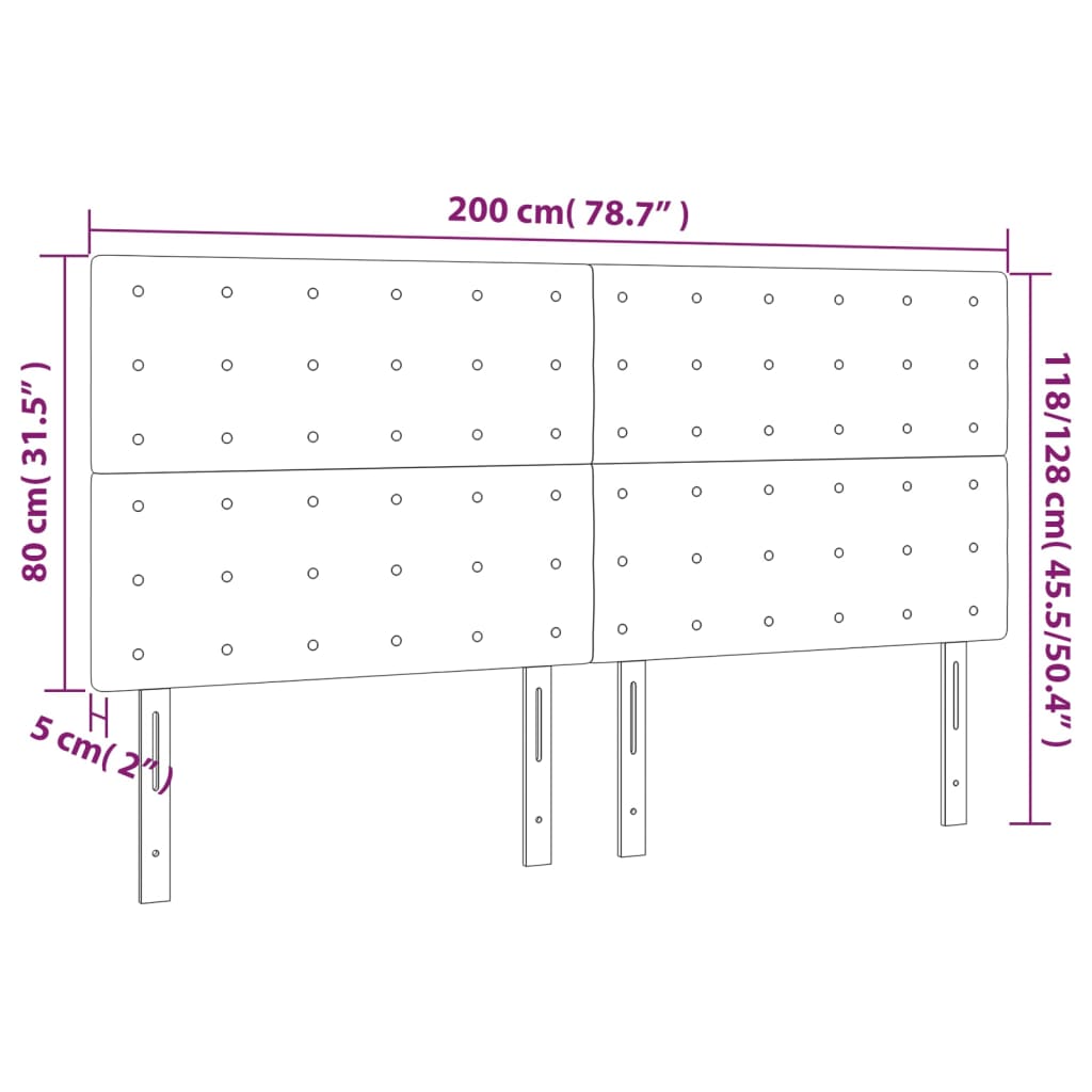 LED Headboard Black 200 cm Faux Leather