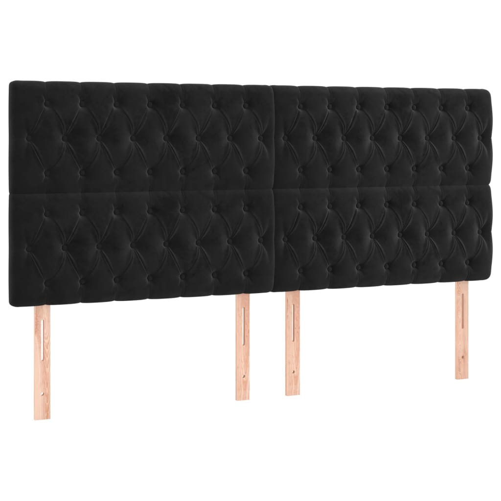 LED Headboard Black 200 cm Velvet