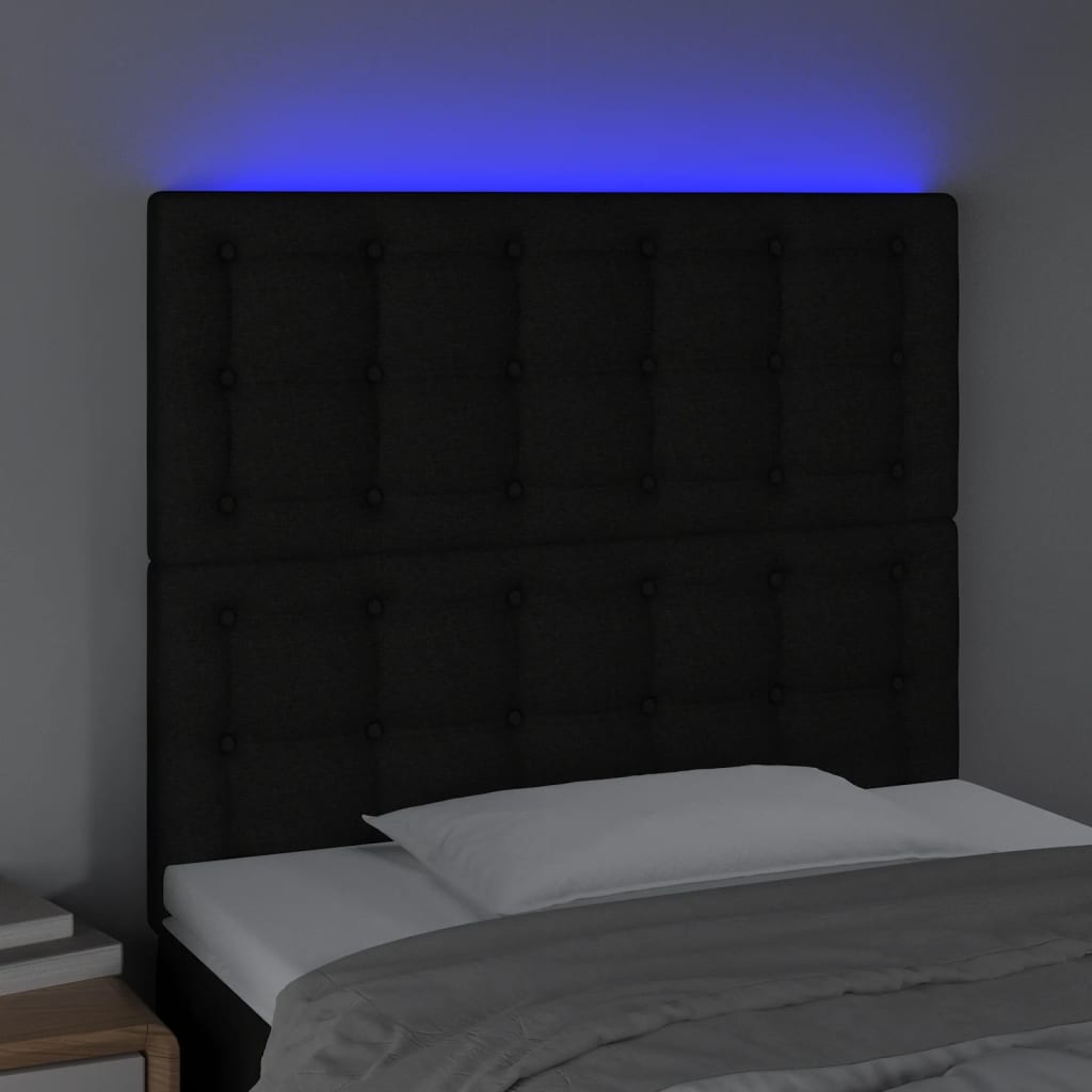 LED Headboard Black 80 cm Fabric