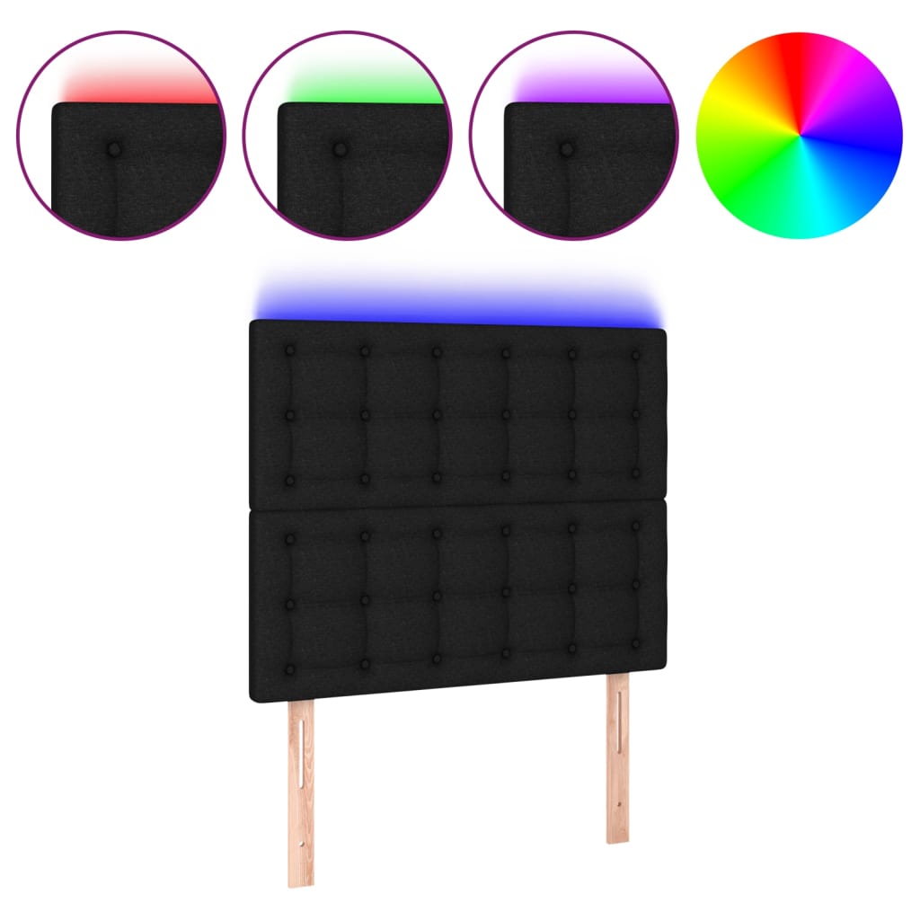LED Headboard Black 100 cm Fabric